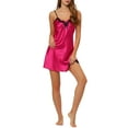 thumbnail image 1 of INSPIRE CHIC Nuisette de Détente en Satin à Dentelle pour Femme, Col en V, Robe de Pyjama Camisole, m Rose Rouge, 1 of 6