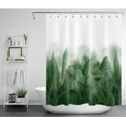 HVEST Mountain Shower Curtain,Abstract Marbling Shower Curtain for Bathroom Green Water Ripples Polyester Waterproof Fabric Bath Accessories with Hooks Set,60X72 Inches