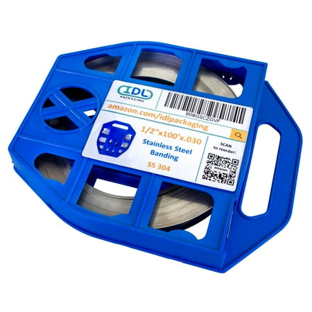

IDL Packaging 1/2 x 100 x .030 Stainless Steel 304 Banding in Plastic Self-Dispensed Case with Handle