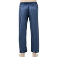 thumbnail image 4 of LELINTA Mens Silk Satin Pajamas Pyjamas Pants Sleep Bottoms Nightwear Sleepwear Trousers with Drawstring, Black/ Blue, L-3XL, 4 of 6