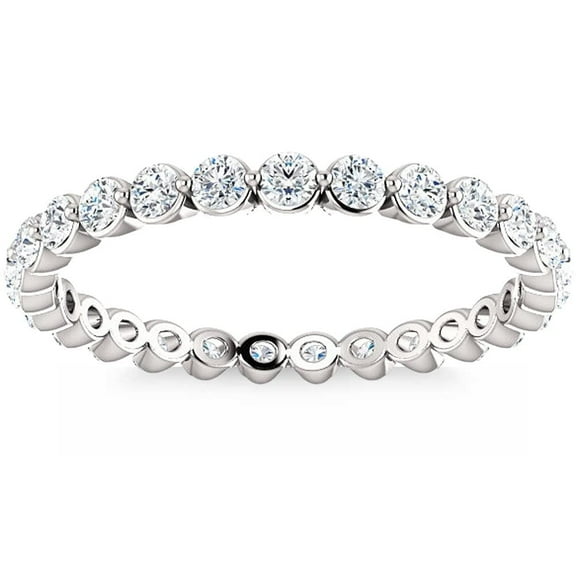 Pompeii3 3/4Ct Diamond Single Prong Eternity Ring Wedding Stackable Band White Gold