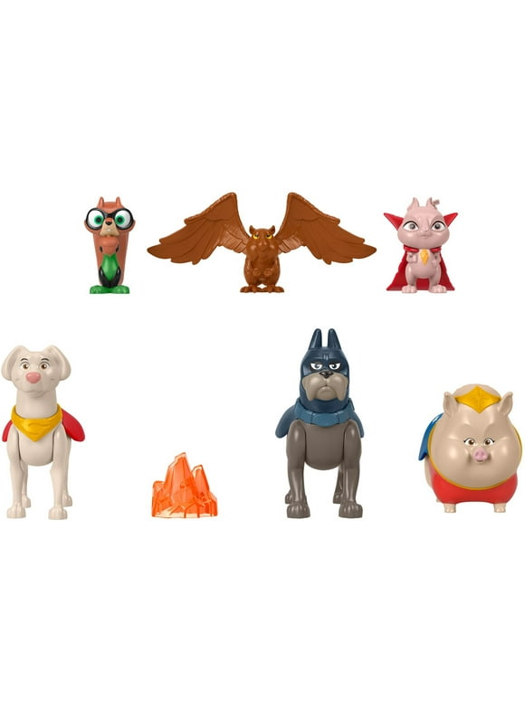 Fisher-Price DC League of Super-Pets Figure Multipack Set of 6 Characters for Pretend Play