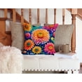 thumbnail image 3 of Colorful Chrysanthemums Fabric Decorative Pillow 14 in x 14 in, 3 of 5