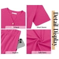 thumbnail image 5 of Fantaslook Womens Pajamas Sets V Neck Buttons Short Sleeve Top and Pant with Pockets Lounge Wear Set Outfits, 5 of 8