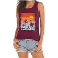 thumbnail image 3 of haizhen Racerback Tank Tops for Women Loose Fit Evening Sun Palm Tree Printed Sleeveless Athletic Running Vest Casual Summer Workout Clothes Purple, S, 3 of 5