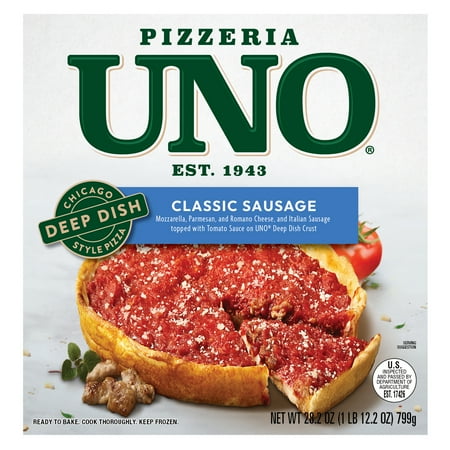 Pizzeria Uno 9 Inch Chicago Style Deep Dish Classic Sausage Pizza, Tomato Sauce, Frozen