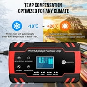 HUSGW Battery Charger 12V8A 24V4A Fully-Automatic Smart Car Battery Charger, Battery Maintainer Trickle Charger, and Battery Desulfator with Temperature Compensation