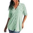 thumbnail image 1 of EQWLJWE Hauts d'Été pour Femmes Hauts pour Femmes Liquidation Mode Femmes Été Imprimé Manches Courtes Col en V Blouse Décontractée Hauts, 1 of 6