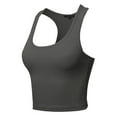 thumbnail image 2 of A2Y Women's Basic Cotton Casual Scoop Neck Cropped Racerback Tank Tops Ash Grey L, 2 of 5
