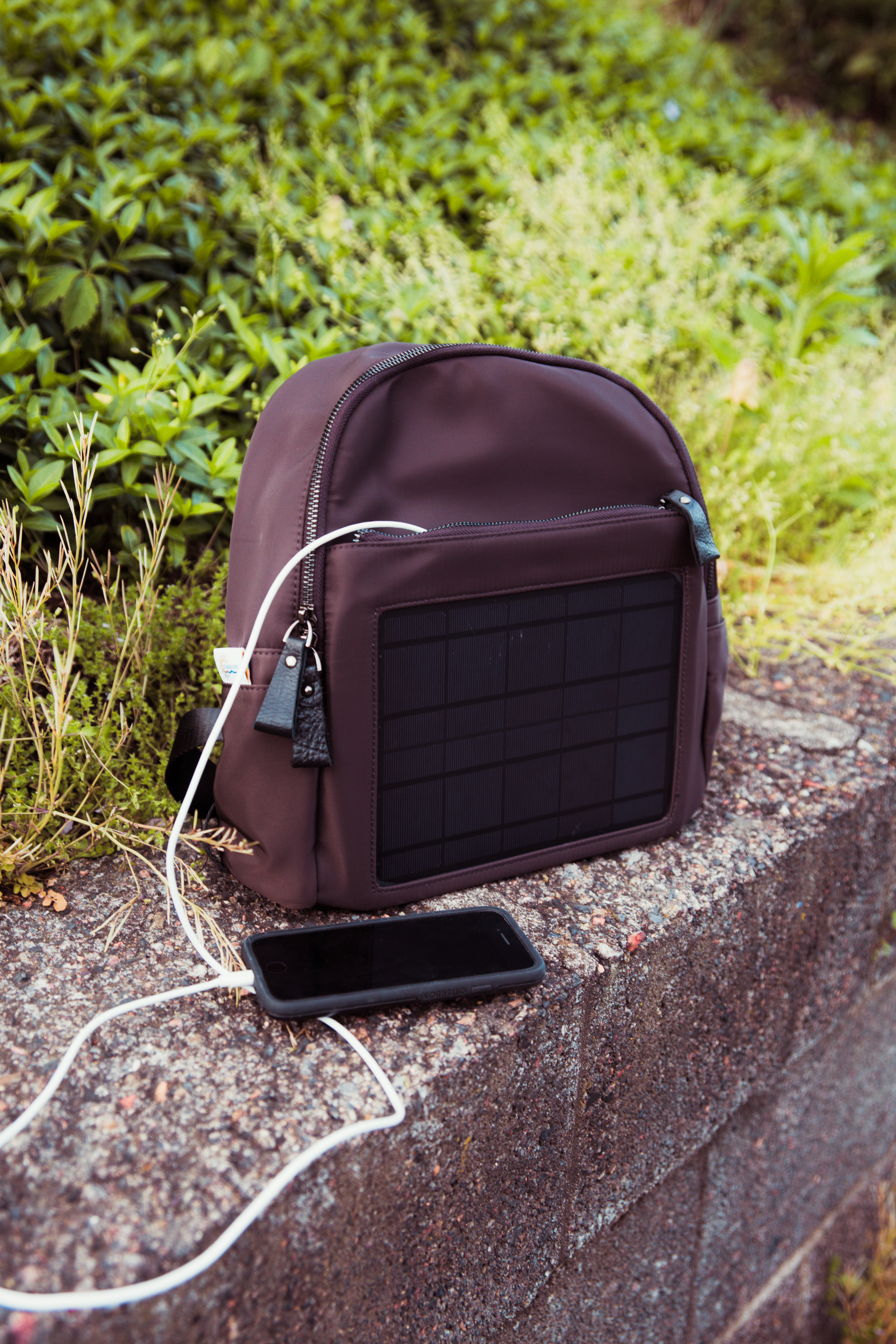 Eliana Solar Backpack with Power Bank, Brown - image 2 of 5
