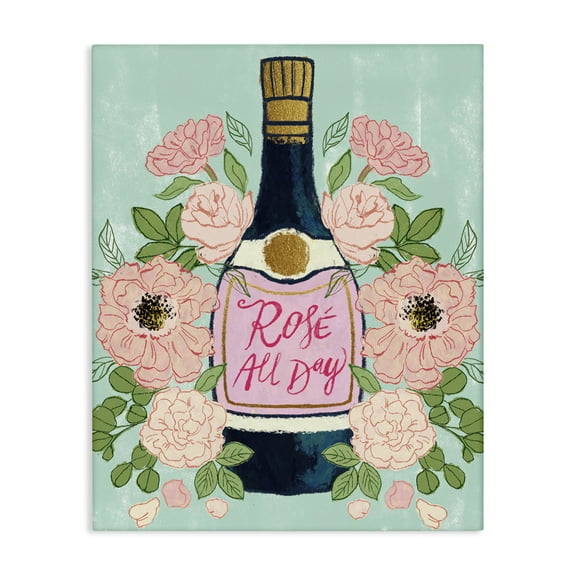 Stupell Industries Rose All Day Champagne Food & Beverage Painting Wrapped Canvas Art Print Wall Art, 16 x 20