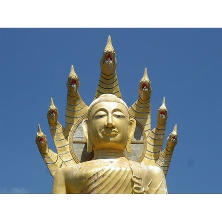 Thai Silver Snake - Laminated Poster Snake Heads Buddah Thailand Poster Print 11 x 17