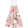 thumbnail image 2 of SKYSONIC 2 PCS Hanging Hand Towels,Panda Bear Fox Sheep Penguin Hand Dry Towels for Kitchen & Bathroom,Hanging Towel Set with Hanging Loop, 12"x17", 2 of 6
