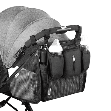 Sunveno Universal 2 in 1 Insulated Cup Holders Stroller Organizer, Black