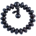 thumbnail image 1 of Pulsera con seis palabras talladas en madera con forma de mantra, ábaco de 15 mm, 1 of 2
