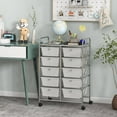 thumbnail image 5 of AOJDVE 10 Drawers Rolling Cart, Classroom Organizers, Storage Cart with Wheels, for Teacher Office Home School Supplies Tool Craft Art Paper, Clear White, 5 of 18