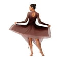thumbnail image 2 of Hansber Women's Praise Dance Dress Long Sleeve Flowy Swing Asymmetrical Tunic Worship Liturgical Dancewear Brown S, 2 of 6