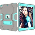 thumbnail image 4 of Allytech iPad Air 2 Case, iPad A1566/A1567 Kids Proof Case, Apple iPad Pro 9.7 Case, Three Layer Shockproof Rugged Armor Defender Protective Case Cover with Kickstand (Gray/Aqua), 4 of 8