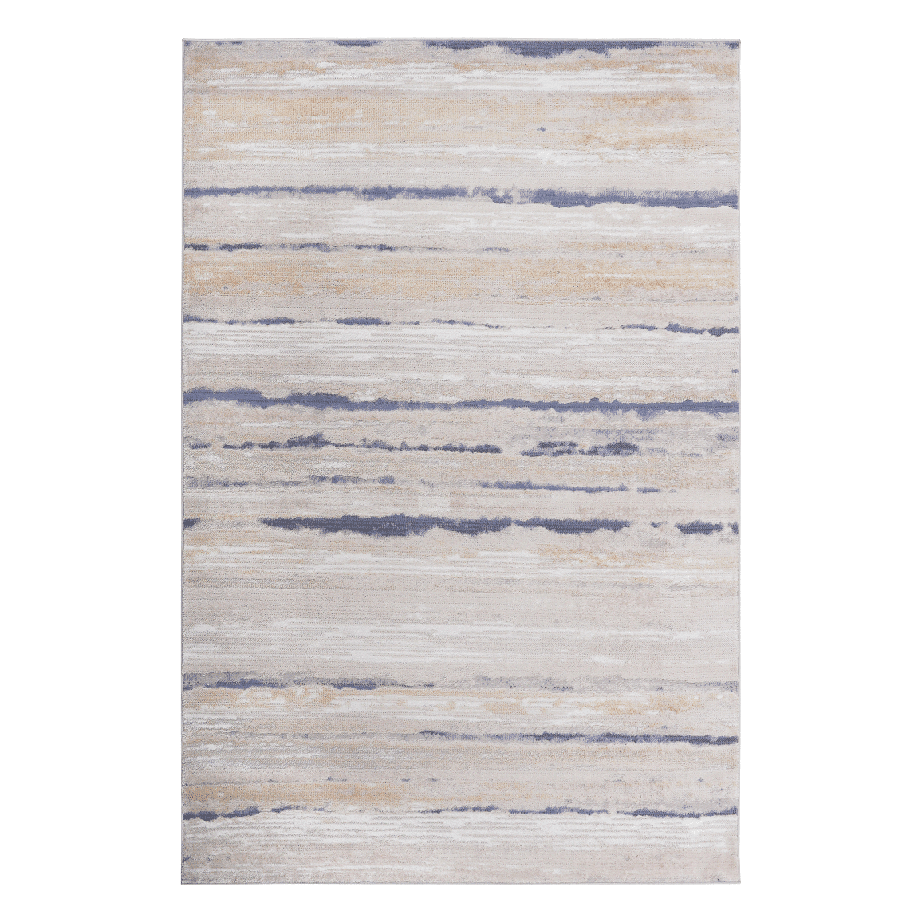 8' x 10' Ivory Blue Striped Area Rug Non-Shedding Stain Resistant Medium Pile Carpet for Living Room Bedroom Dining Room Home Office Entryway