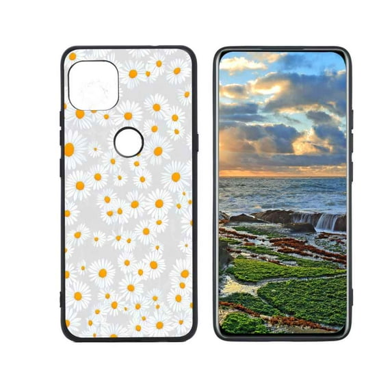 Compatible with Motorola G 5G Phone Case, Daisies Floral 94 Case Men Women, Flexible Silicone Shockproof Case for Motorola G 5G