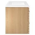 thumbnail image 4 of Wall Mount Sink Vanity Cabinet, White Oak, Wood, Mid Century Hotel Bedroom Bathroom, Modern Contemporary HB33378, 4 of 9