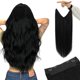 thumbnail image 1 of YoungSee Extensiones de cabello de alambre de cabello humano real Extensiones de alambre negro con clips ajustables Extensiones de cabello de línea transparente oculta Extensión de cabello humano de a, 1 of 5