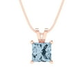 thumbnail image 3 of 3.0 ct Brilliant Princess Cut Solitaire VVS1 Genuine Blue Natural Swiss Blue Topaz Solid 14k Pink Rose Solid Gold Everyday Affordable Designer Necklace Pendant with 18" Solid Gold Chain by Clara Pucci, 3 of 6