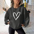 thumbnail image 1 of kkbbma Liquidation à Moins de 1$ Chandails en Molleton Imprimé Cœur pour Femmes Automne Décontracté Manches Longues Hauts Confortables Légers Col Rond Chandail, 1 of 4