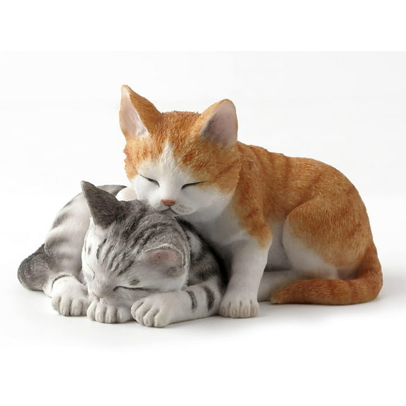 5.13 Inch Sleeping Tabby Kittens Decorative Figurine, Orange and Gray