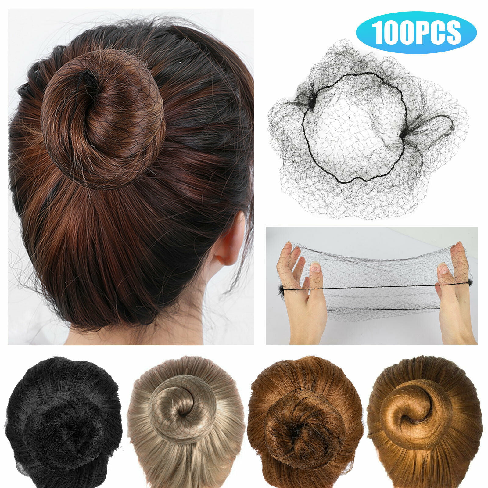 100PCS Invisible Hair Net Hair Hairnets Elastic Edge Mesh Hairnet Mesh Sport Bun
