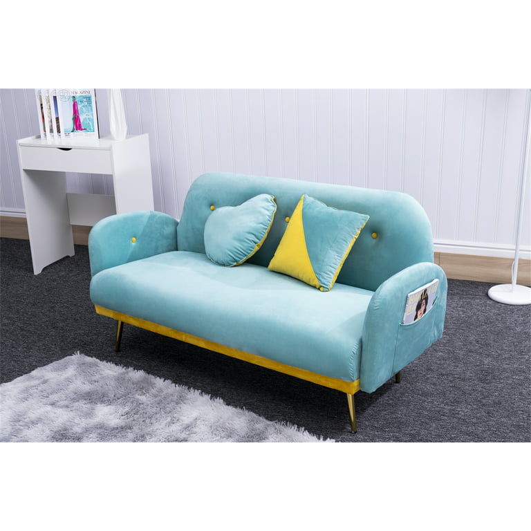 Mercer41 Babbs 58.3'' Velvet Upholstered Sofa With2 pillows for Small  Spaces