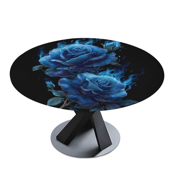Round Premium Polyester Tablecloth Round Table Cloth Cover For Kitchen And Dining Room Rose Flame