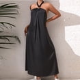 thumbnail image 4 of CHUMUD Summer Dress for Women Beach Boho Sleeveless Halter Tie Backless Strappy Loose Flowy Satin Vacation Maxi Dress Wedding Guests Long Dress, 4 of 6