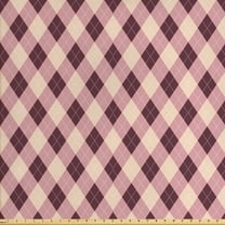 Brown Plaid Fabric by the Yard, Diamond Shaped Plaid Design with Dotted Streaks Abstract, Decorative Upholstery Fabric for Chairs & Home Accents, 5 Yards, Pale Rose Eggplant by Ambesonne