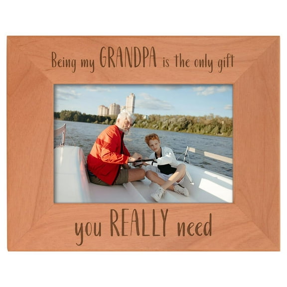 ThisWear Gifts For Grandpa Being My Grandpa Is The Only Gift You Really Need Wood Laser Engraved Landscape 4x6 Picture Frame