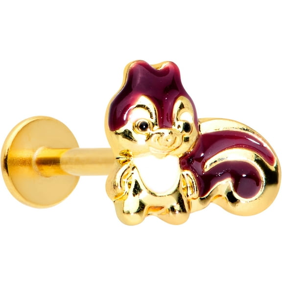 Body Candy Womens 16G PVD Steel Animal Squirrel Labret Monroe Lip Ring Tragus 10mm