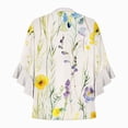 thumbnail image 5 of White Tops for Women Floral Print V Neck Blouses for Women 3/4 Ruffle Sleeve Shirts Casual Summer Tops, 5 of 5
