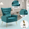 thumbnail image 2 of Tufted Upholstered Velvet Armchair for Living room, Bedroom, Turquoise, 2 of 5