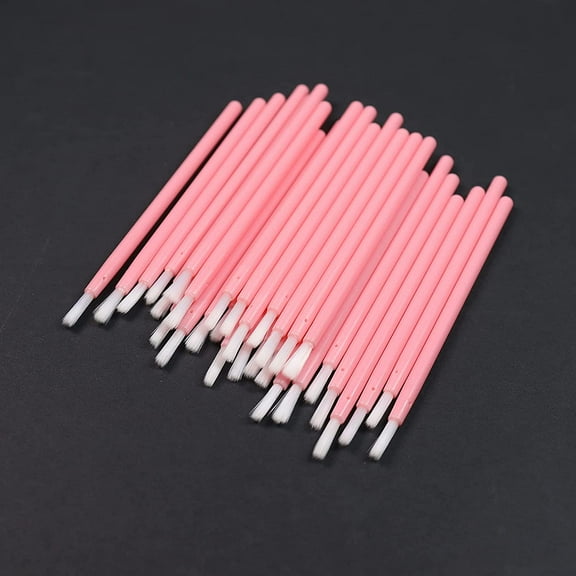 100 Pcs Disposable Makeup Lip Brushes Lipstick gloss brush Lip Gloss Applicators with Soft Brush Head Cosmetic Lip Brush Wands mini paint brushes for cookies (Pink)