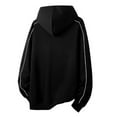 thumbnail image 3 of MELDVDIB Mens Hoodies Fashion Casual Solid Color Loose Pullover Hooded Sweatshirt Arm Piping Front Pocket Long Sleeve for Daily Wear Black 2XL, 3 of 4