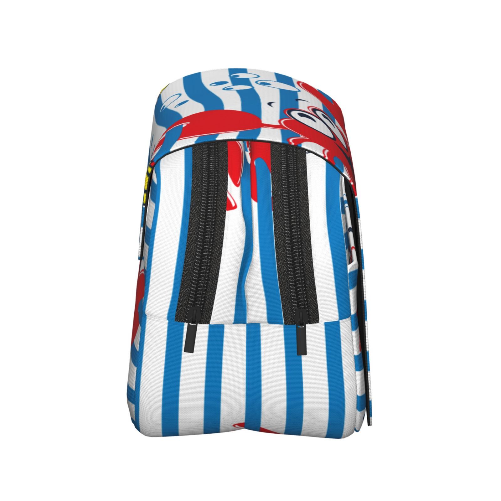 Rateoe Red Funny Crab on Blue Stripe Pattern Double Clamshell Pen Case, Storage Organizer with Two Zipper Compartments– Holds Up to 50 Pencils & Pens