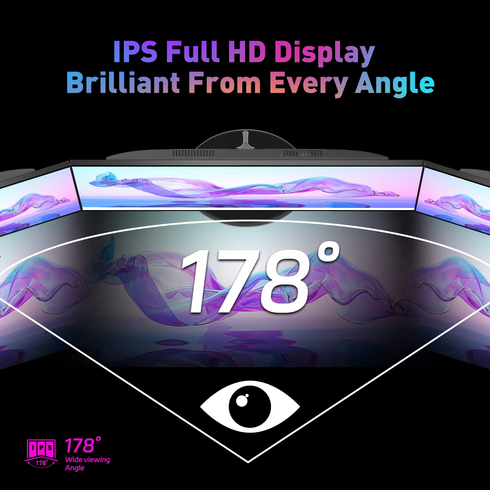 24 inch FHD 1080P Monitor – 100Hz Eye-Care Display, 3ms Rapid Response, AMD FreeSync Smooth Gameplay, Frameless Design, HDMI/DP Connectivity