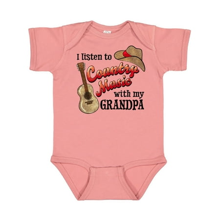 

Inktastic I Listen to Country Music with my Grandpa Guitar and Hat Gift Baby Boy or Baby Girl Bodysuit