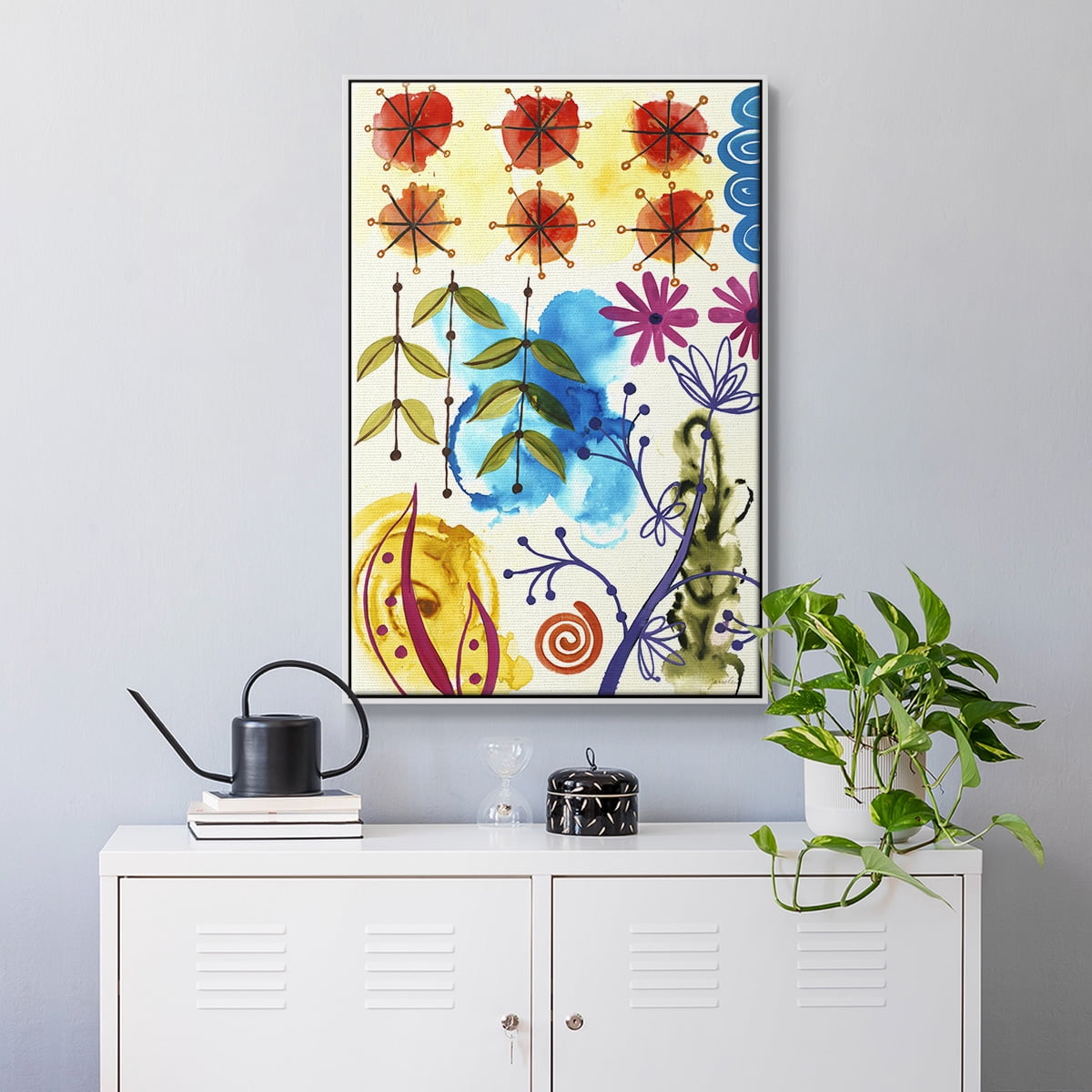 Flower Power II Framed Premium Gallery Wrapped Canvas - Ready to Hang - 17 x 25 - White Floating Frame