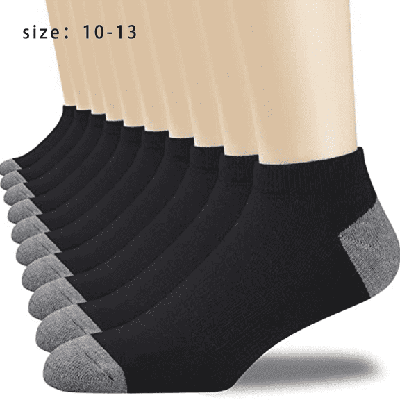 AUQ 12Pcs Socks for Men,Trendy Colorblock Grip Socks,Breathable Comfortable Crew Socks for Women,Black