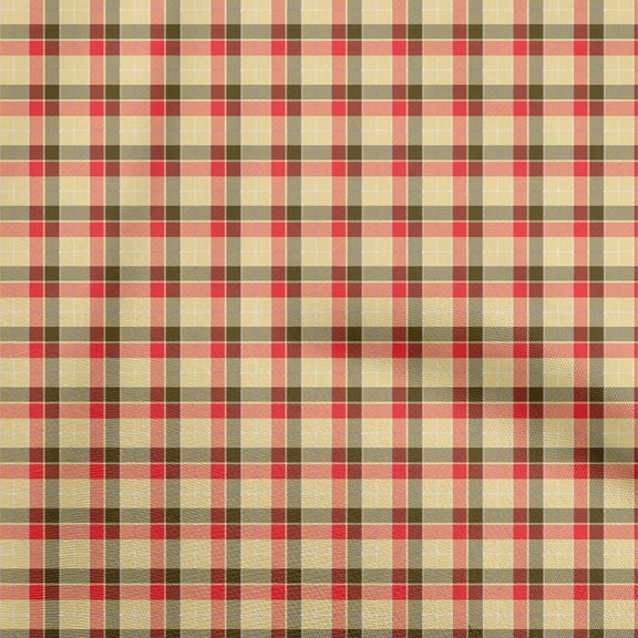 oneOone Cotton Cambric Light Yellow Fabric Check Dress Material Fabric Print Fabric By The Yard 56 Inch Wide