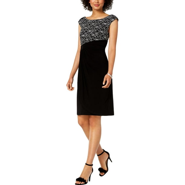 Connected Apparel Connected Apparel Womens Sequined Lace Sheath Dress