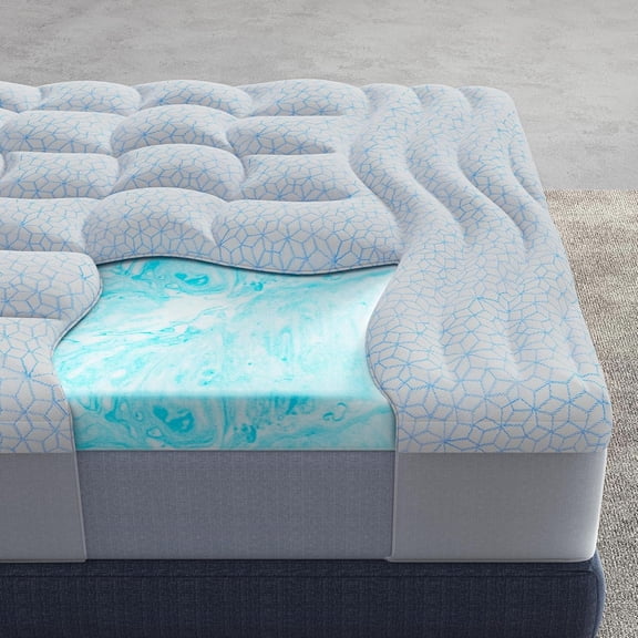 Dual Layer 4 Inch Cooling Memory Mattress Topper Size, 2 Inch Thick Soft Quilted Ice Silk Pillow Top Cover Plus 2 Inch Gel Memory Mattress Pad for