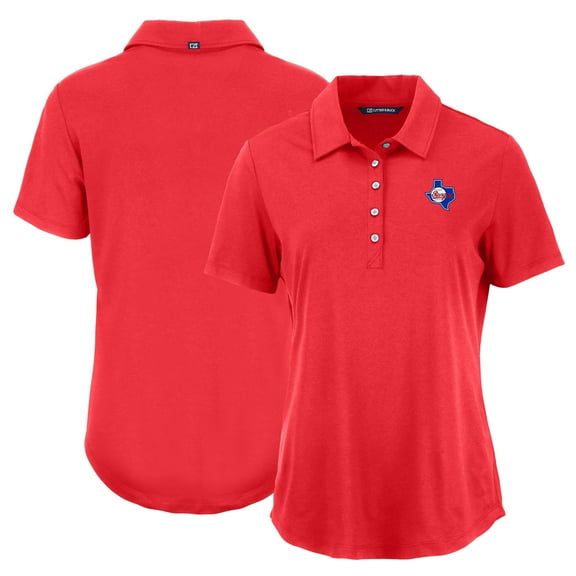 Women's Cutter & Buck Red Texas Rangers Cooperstown Collection Coastline Epic Comfort Eco Recycled Polo