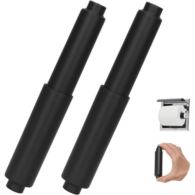 miduoduo-Toilet Paper Holder Roller Replacement, 2Pcs 6.5inch Plastic Toilet Paper Spring Rod Toilet Tissue Holder Replacement Spindle Replacement Rod fits Extra Large Bathroom Tissue Rolls (Black)
